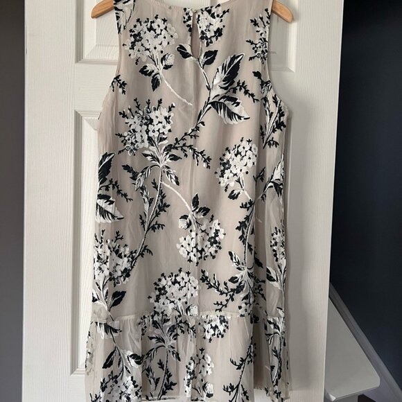 Moonbasa Beige Black Floral Sleeveless Shift Dress Boho Chic Large - Picture 3 of 3